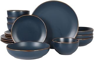 Gibson Home Hazeltine 16 Piece Plates and Bowls Dishes Stoneware Ceramic...