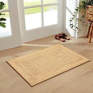 FRELISH DECOR Handwoven Jute Area Rug - 2x3 feet - Natural Yarn - Rustic...