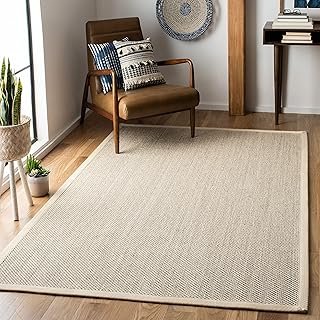 SAFAVIEH Area Rug 6x9 - Natural Fiber Collection - Marble & Beige, Sisal...