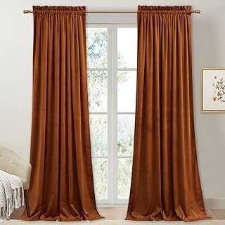 StangH Fall Curtains Burnt Orange Velvet Curtains Luxury Terracotta Ther...