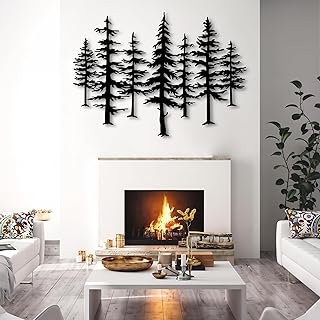 Pine Tree Metal Wall Art, Nature and Forest Wall Decor, Large Metal Pine...