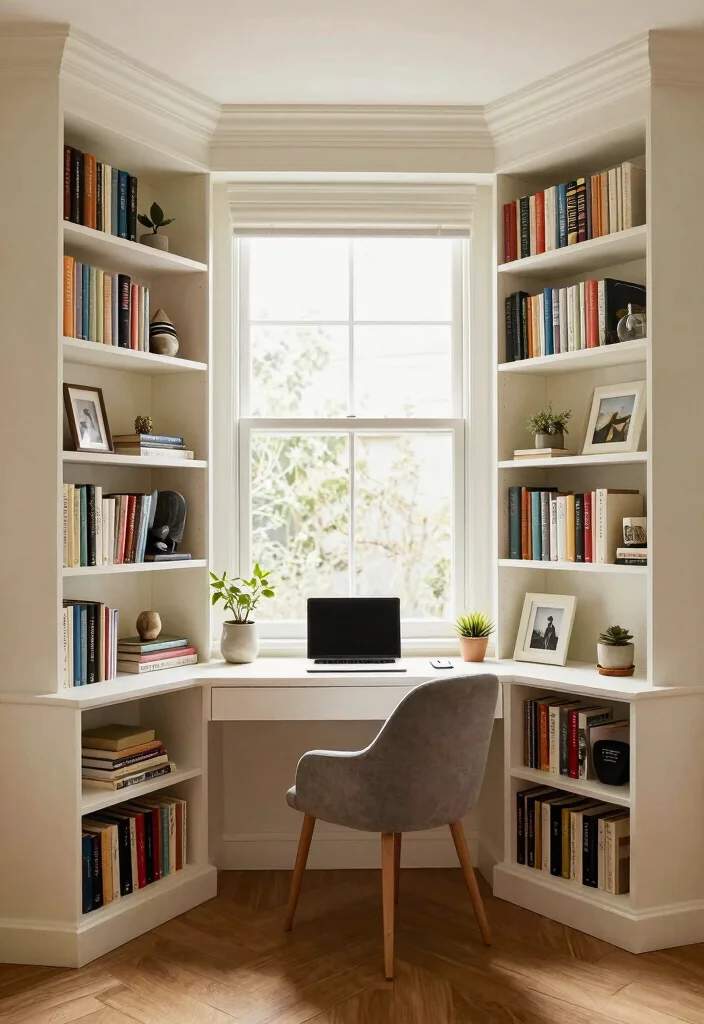 16 Bay Window Ideas for Living Room Furniture Layout - 2. Built-in Bookshelves 1