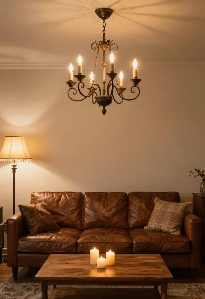 16 Brown Furniture Living Room Decor Ideas - 3. Statement Lighting 1