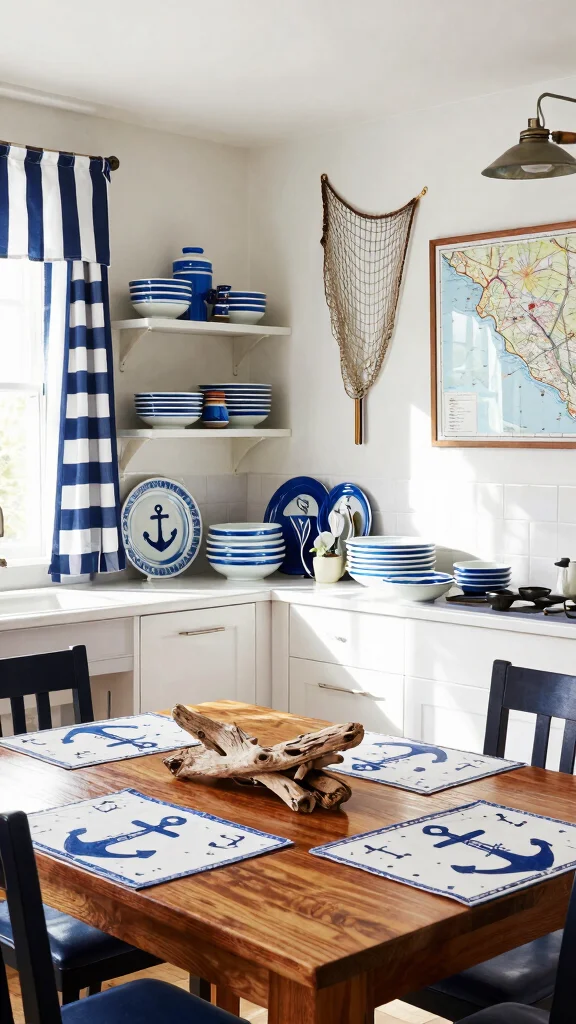 16 Coastal Kitchen Design Ideas: Bring the Beach Inside - 3. Nautical Kitchen Themes 1