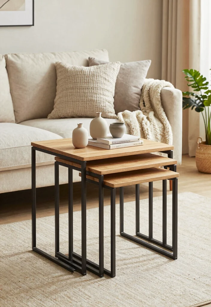 16 Furniture Ideas for Small Living Rooms - 2. Nesting Tables: Flexibility at Its Best 1