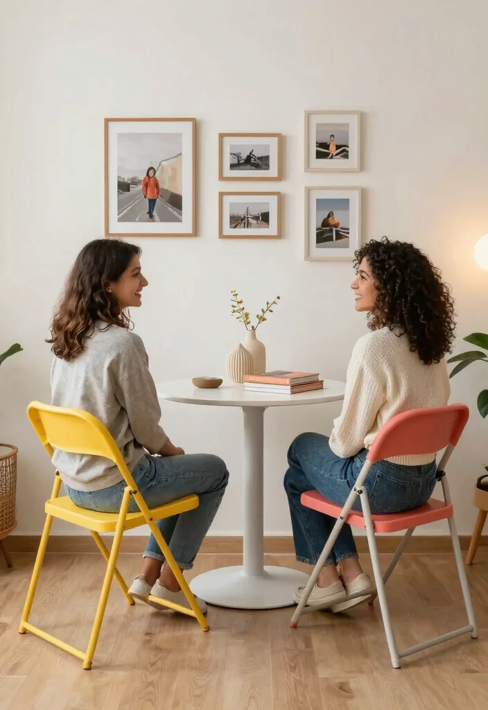 16 Furniture Ideas for Small Living Rooms - 3. Foldable Chairs: Instant Seating Solution 1