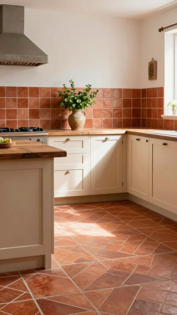 16 Kitchen Tile Design Ideas: Patterns, Colors & Installation Tips - 1. Vibrant Terracotta Tiles 1
