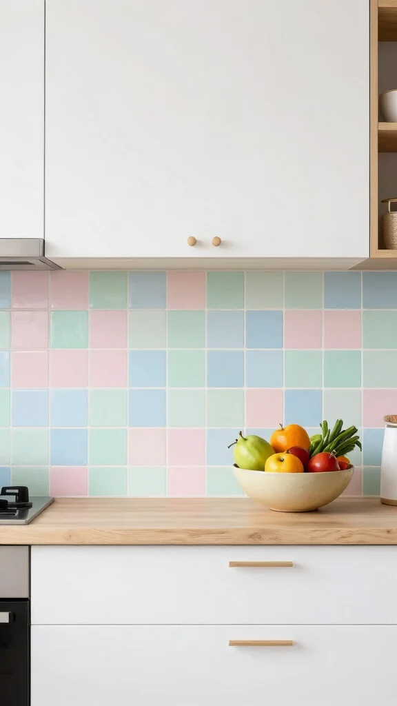 16 Kitchen Tile Design Ideas: Patterns, Colors & Installation Tips - 7. Playful Pastels 1