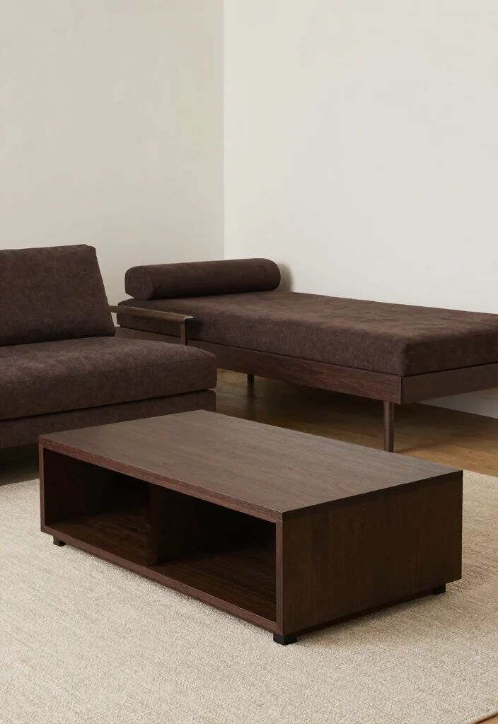 16 Living Room Ideas with Dark Brown Furniture - 13. Multi-functional Furniture 1