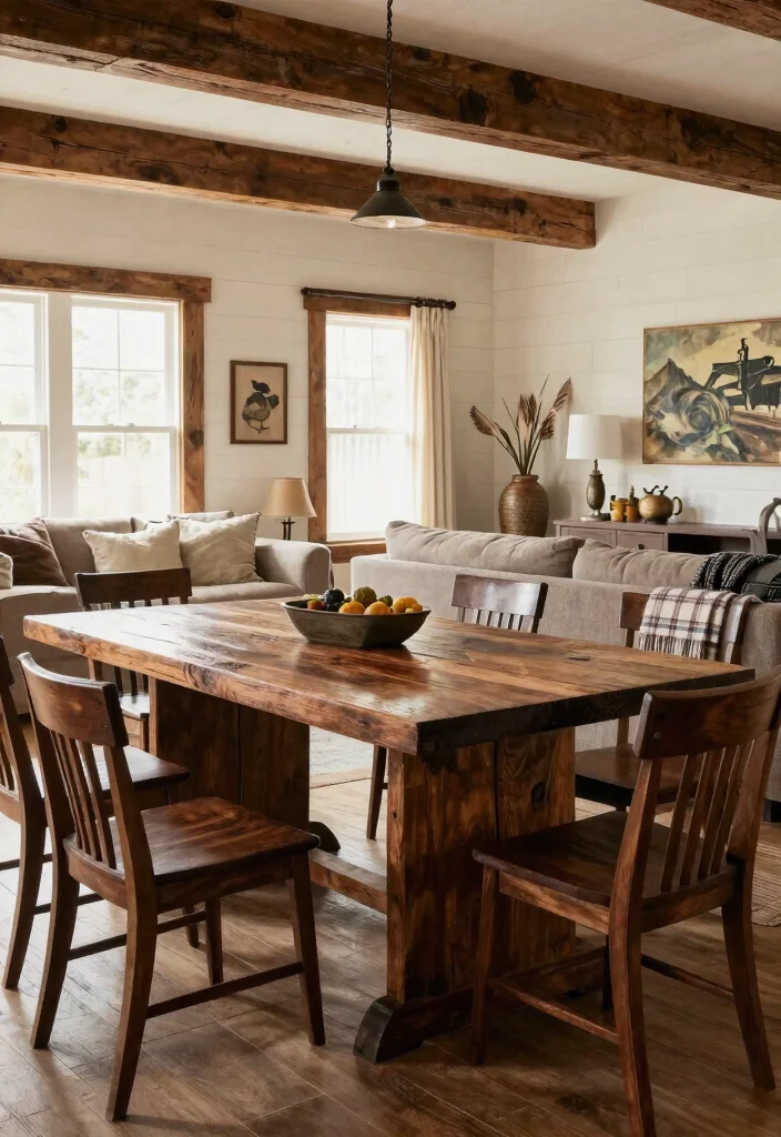 16 Living Room Ideas with Dark Brown Furniture - 3. Rustic Modern Farmhouse 1