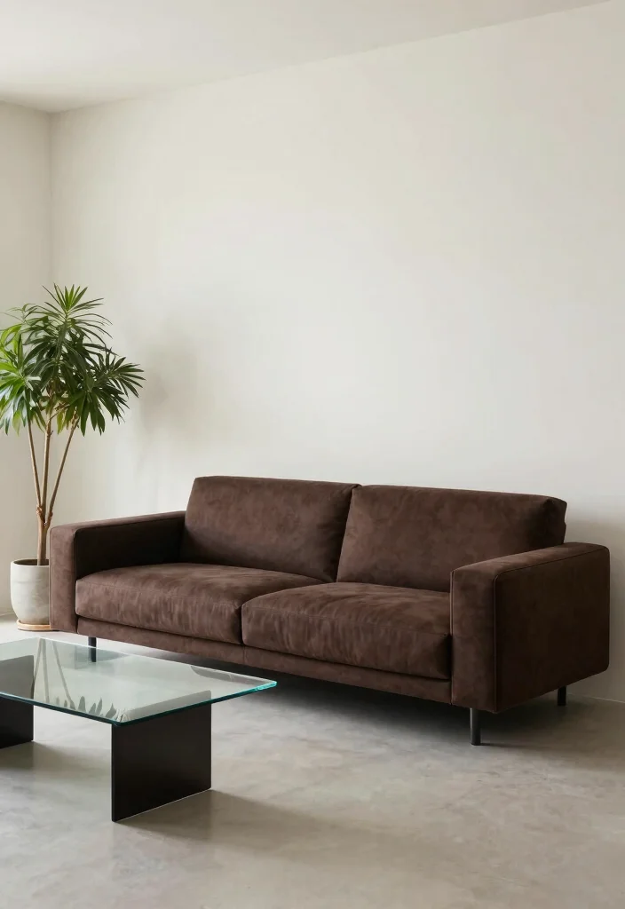 16 Living Room Ideas with Dark Brown Furniture - 4. Minimalist Elegance 1