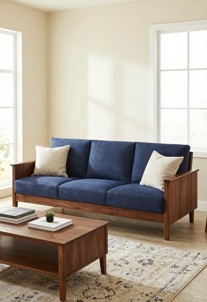 16 Living Room with Dark Wood Furniture Inspiration - 1. The Bold Statement Sofa 1