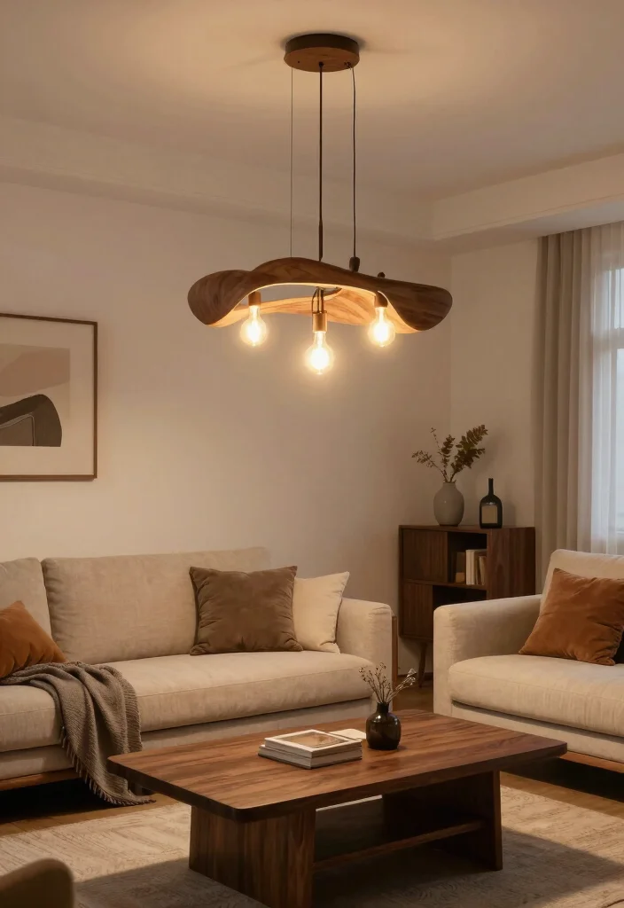 16 Living Room with Dark Wood Furniture Inspiration - 15. Dark Wood Lighting Fixtures 1