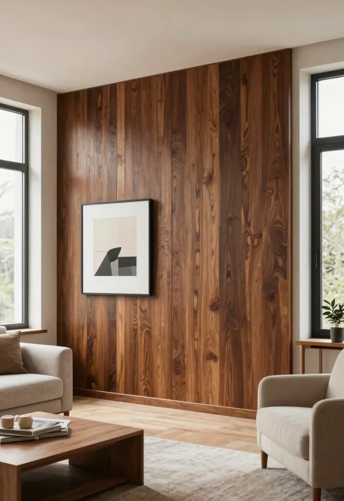 16 Living Room with Dark Wood Furniture Inspiration - 7. Accent Walls with Dark Wood Paneling 1