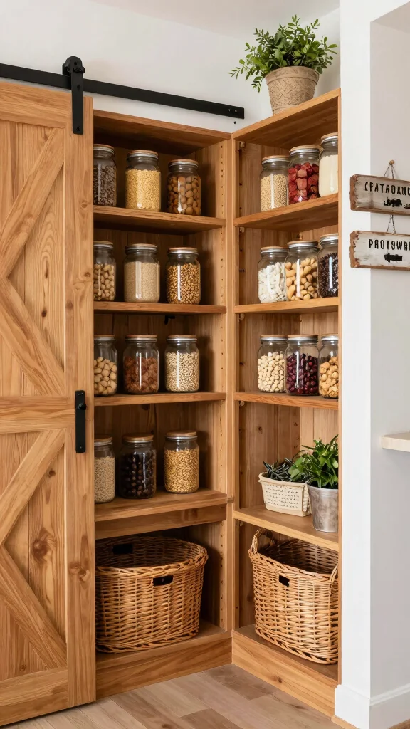 16 Rustic Kitchen Design: Charming Ideas for a Cozy Space - 12. Farmhouse Style Pantry 1