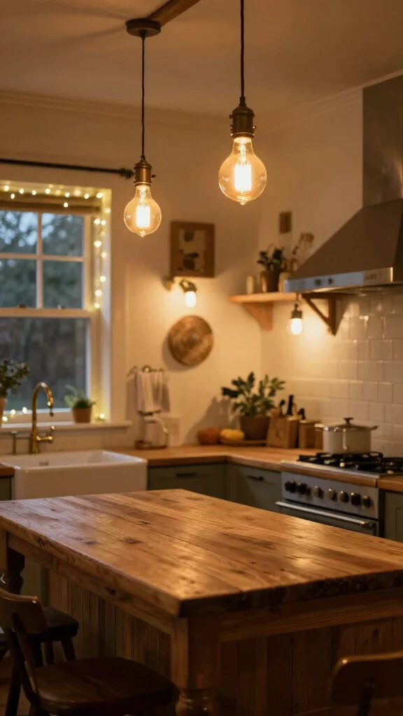 16 Rustic Kitchen Design: Charming Ideas for a Cozy Space - 2. Cozy Lighting Options 1