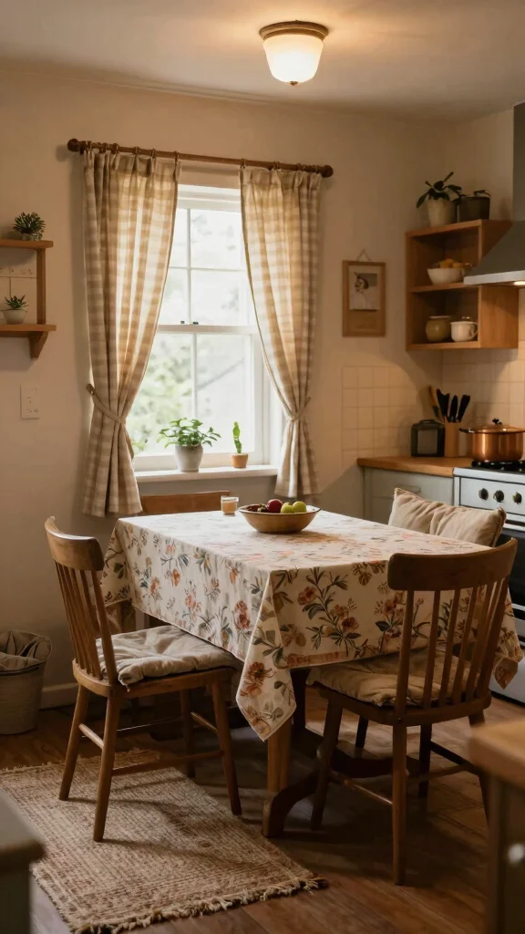 16 Rustic Kitchen Design: Charming Ideas for a Cozy Space - 5. Cozy Textiles and Patterns 1