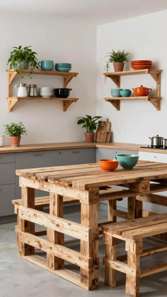 16 Wooden Kitchen Design Ideas: Warm Natural Materials - 11. Use of Pallet Wood for Creative Projects 1