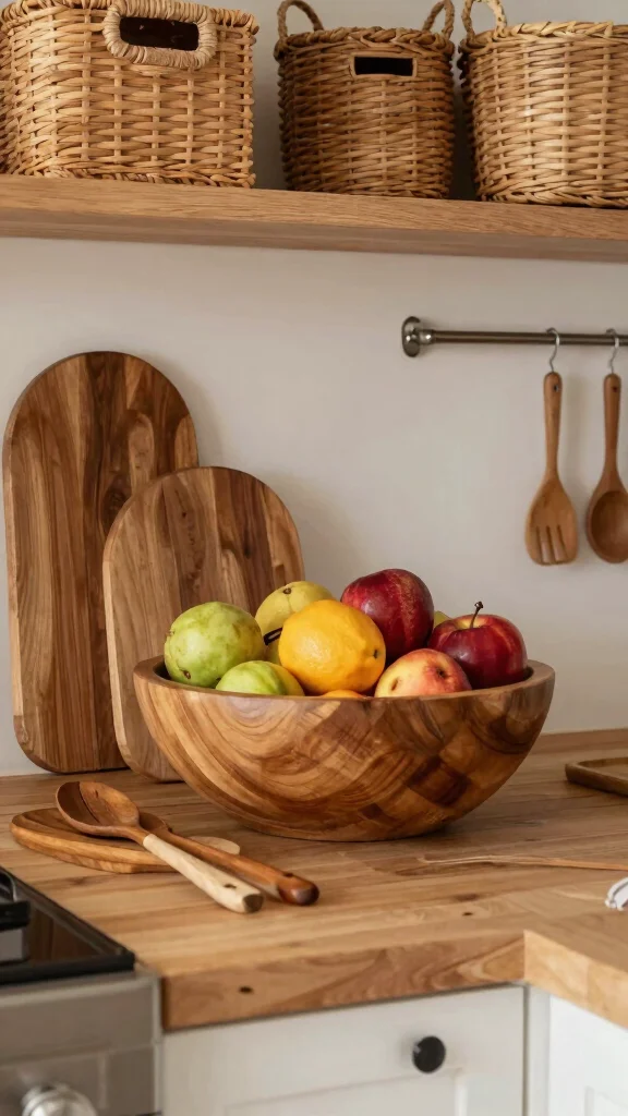 16 Wooden Kitchen Design Ideas: Warm Natural Materials - 16. Personal Touches with Wooden Decor 1