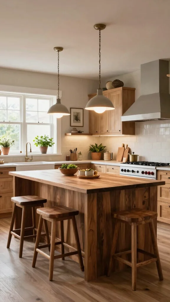 16 Wooden Kitchen Design Ideas: Warm Natural Materials - 3. Open Concept Design with Wooden Islands 1