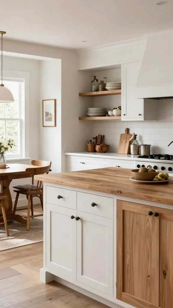 16 Wooden Kitchen Design Ideas: Warm Natural Materials - 4. Modern Farmhouse Style with Shaker Cabinets 1