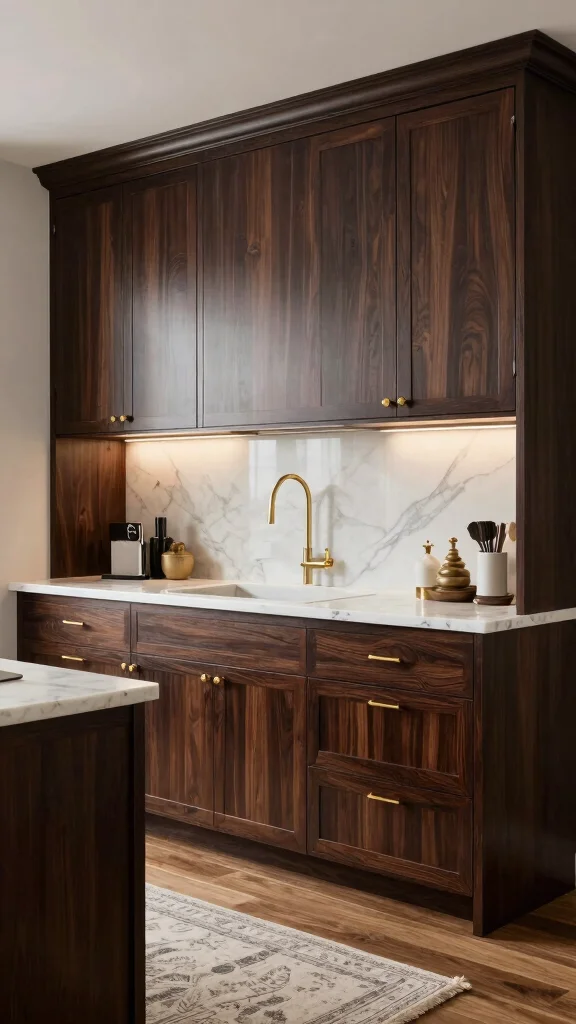 16 Wooden Kitchen Design Ideas: Warm Natural Materials - 5. Dark Wood for a Luxurious Feel 1