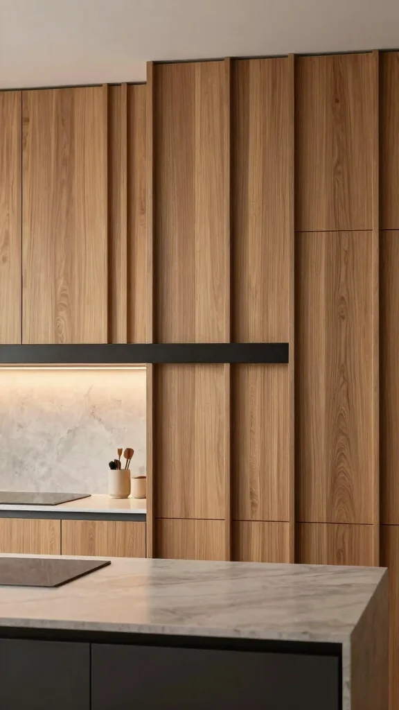 16 Wooden Kitchen Design Ideas: Warm Natural Materials - 9. Vertical Wooden Accents 1