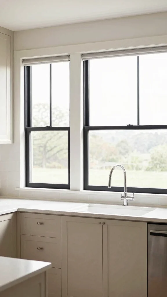 17 Black Kitchen Design Ideas: Bold and Modern Elegance - 14. Black Window Frames 1