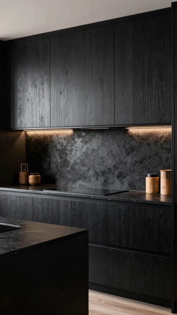 17 Black Kitchen Design Ideas: Bold and Modern Elegance - 5. Textured Black Finishes 1