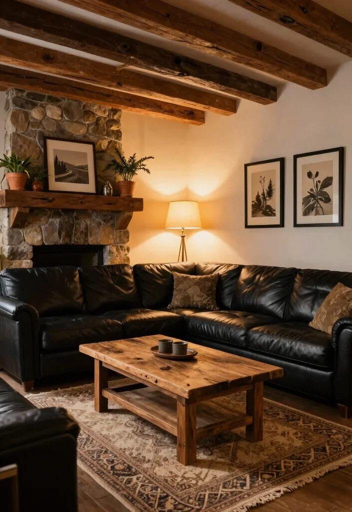 17 Black and Wood Furniture Living Room Ideas - 2. Rustic Charm with Black and Wood Combinations 1