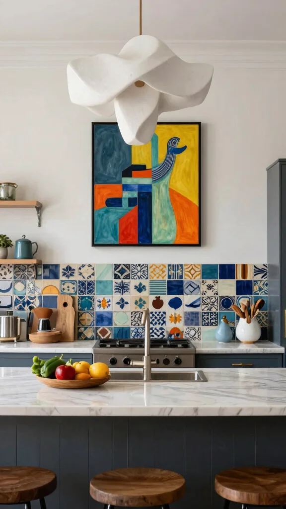 17 Contemporary Kitchen Design Ideas: Sleek and Sophisticated Spaces - 12. Artistic Elements 1