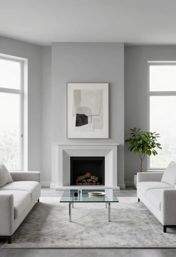 17 Corner Fireplace Living Room Layout Ideas and Furniture Arrangement - 2. Minimalist Approach with Clean Lines 1
