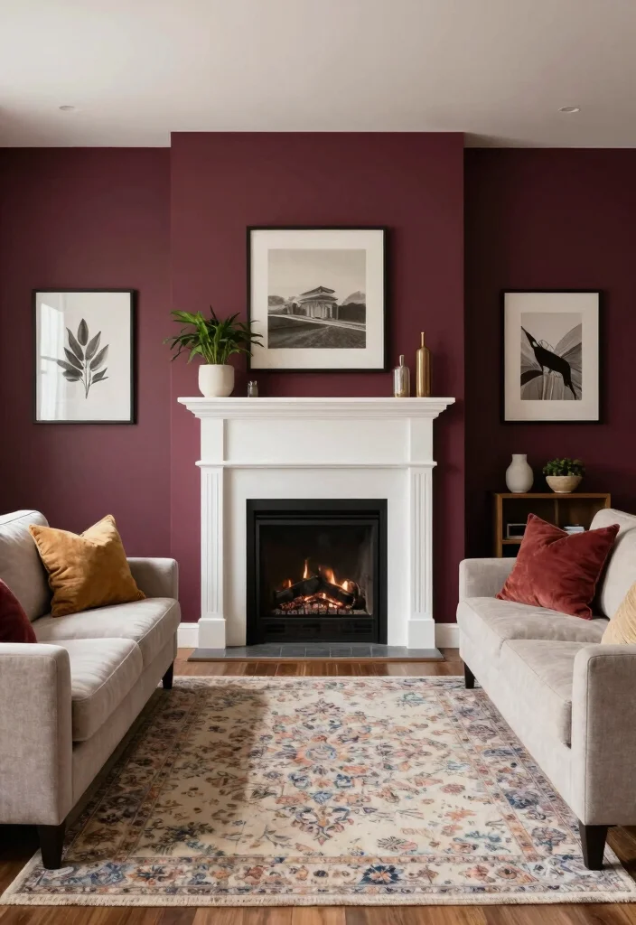 17 Corner Fireplace Living Room Layout Ideas and Furniture Arrangement - 6. Use Color to Define Spaces 1