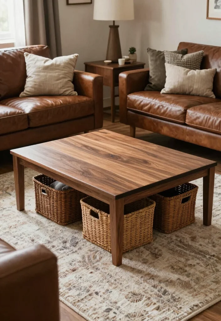 17 Dark Wood Furniture Living Room Ideas for a Rustic Modern Vibe - 6. Layered Textures with Dark Wood 1