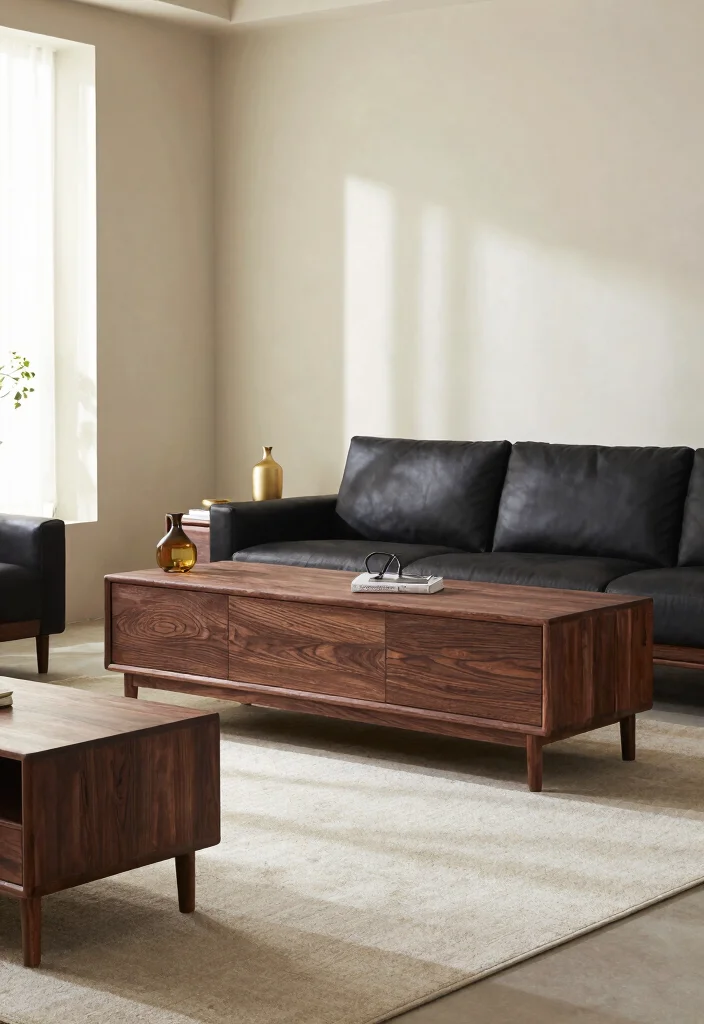 17 Dark Wood Furniture Living Room Ideas for a Rustic Modern Vibe - 7. Dark Wood and Neutral Color Palettes 1