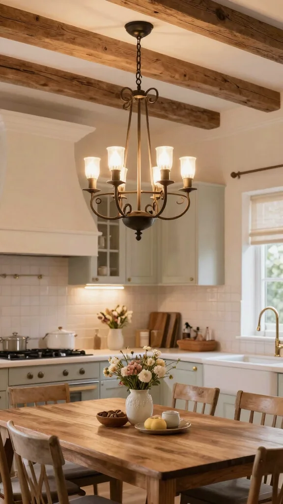 17 French Country Kitchen Design Ideas: Rustic European Charm - 12. Unique Lighting Fixtures 1