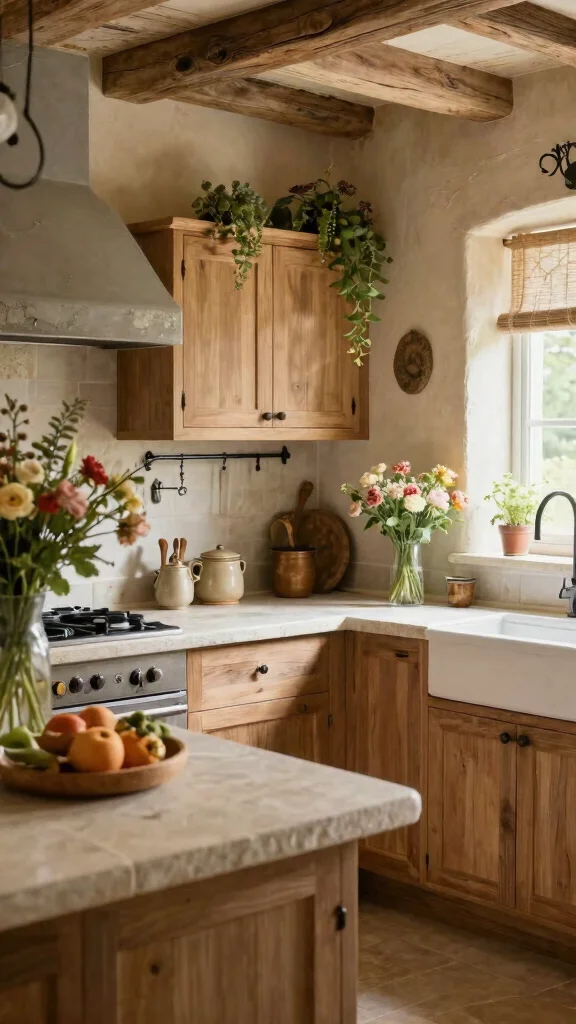 17 French Country Kitchen Design Ideas: Rustic European Charm - 16. Natural Elements 1