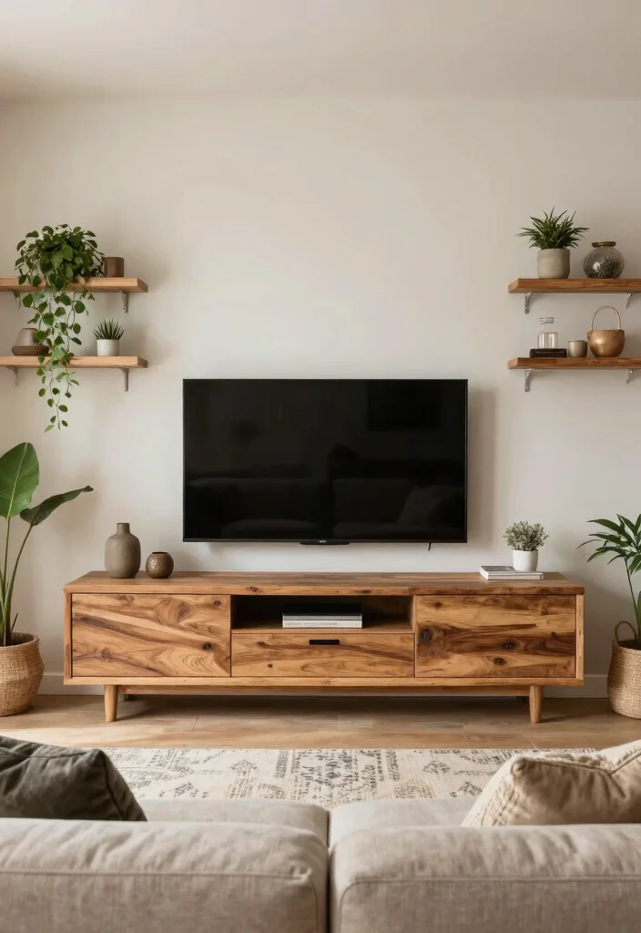 17 Furniture Design Ideas for Living Room TV Units - 1. Reclaimed Wood Marvel 1