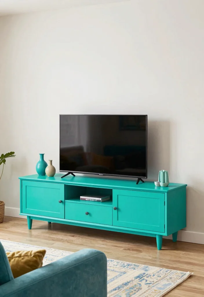 17 Furniture Design Ideas for Living Room TV Units - 10. Colorful Accents 1