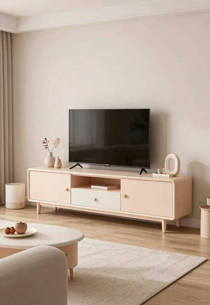 17 Furniture Design Ideas for Living Room TV Units - 17. Soft Color Palettes 1