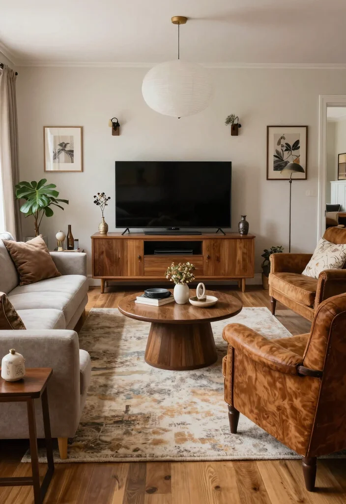 17 Furniture Placement Ideas in Living Room with TV - 12. Mix and Match Styles 1