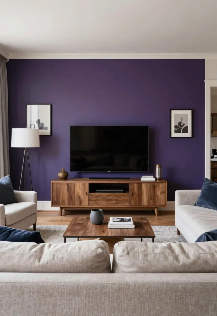17 Furniture Placement Ideas in Living Room with TV - 14. Accent Wall Behind TV 1