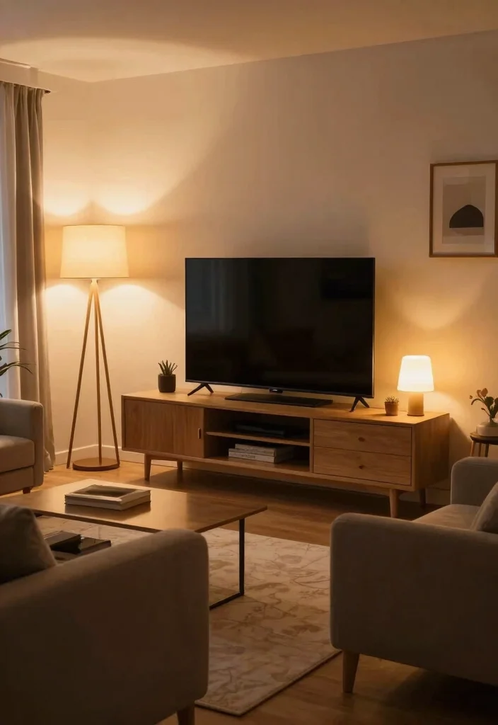 17 Furniture Placement Ideas in Living Room with TV - 15. Play with Lighting 1