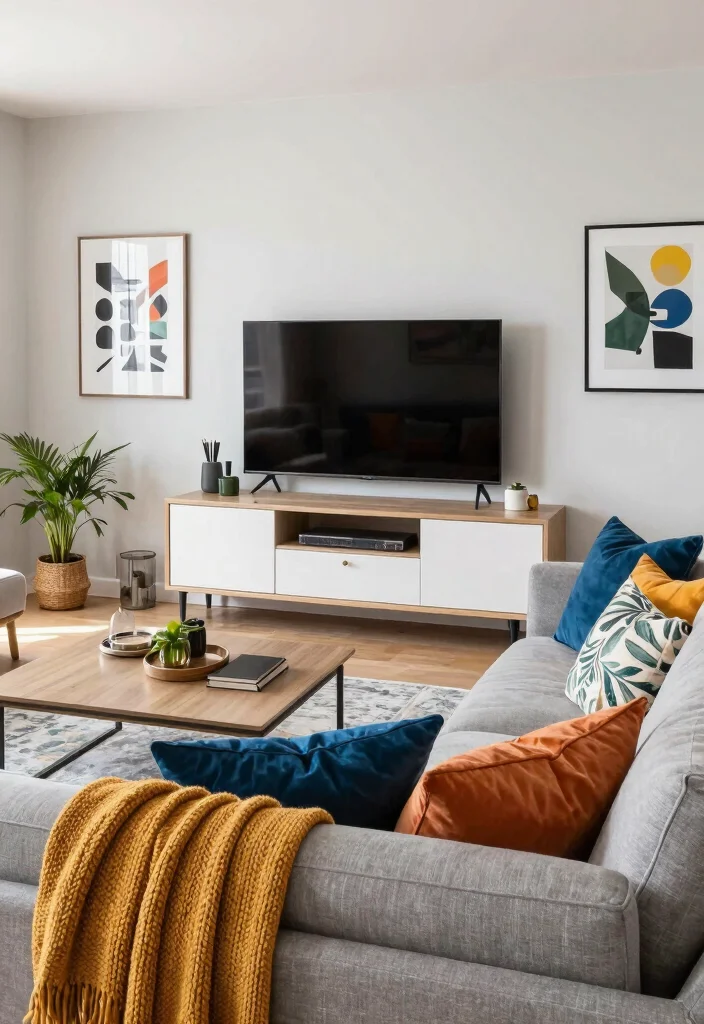 17 Furniture Placement Ideas in Living Room with TV - 9. Use of Color and Texture 1