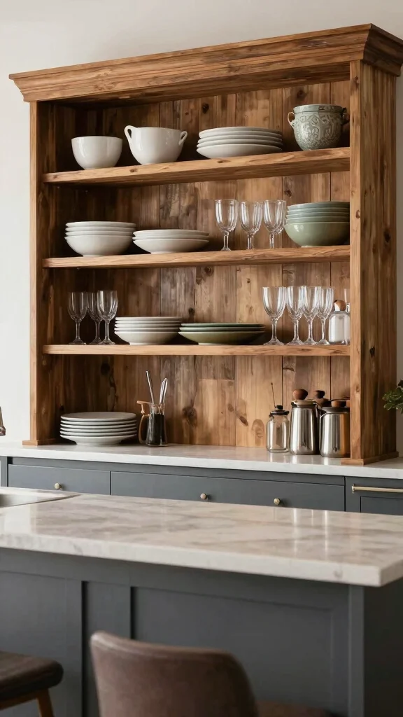 17 Kitchen Bar Design Ideas: Create a Stylish Breakfast Nook - 15. Open Shelving Display 1