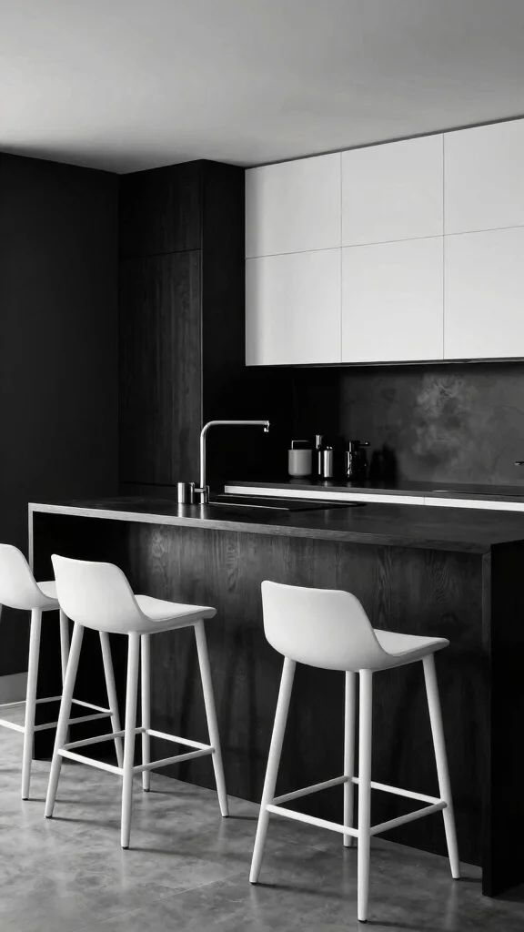 17 Kitchen Bar Design Ideas: Create a Stylish Breakfast Nook - 7. Bold Monochrome 1