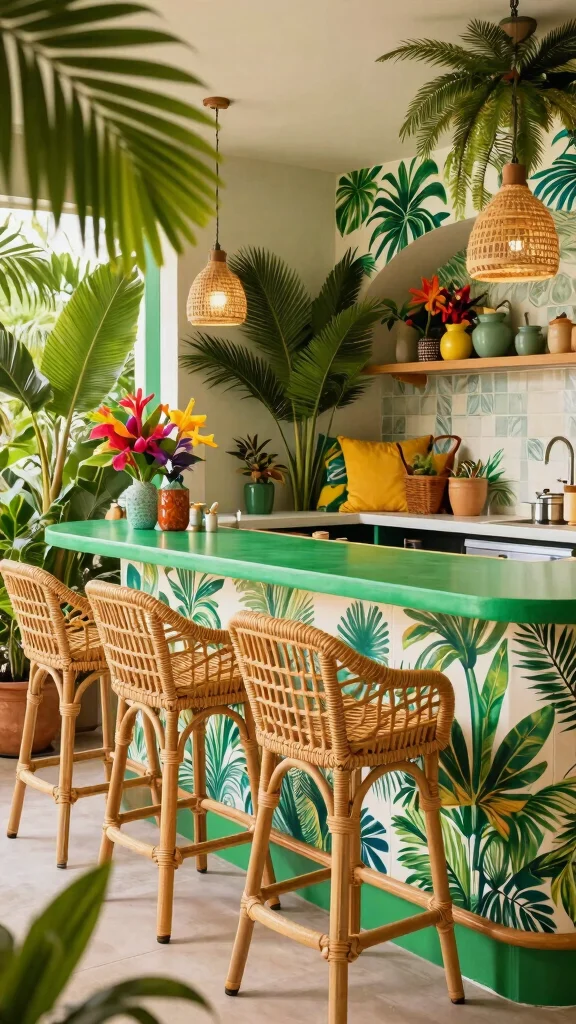 17 Kitchen Bar Design Ideas: Create a Stylish Breakfast Nook - 8. Tropical Paradise 1