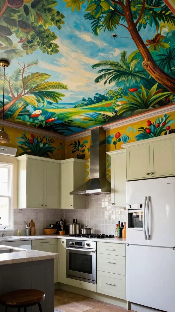 17 Kitchen False Ceiling Design Ideas: Modern Overhead Styles - 11. Painted Ceiling Drama 1