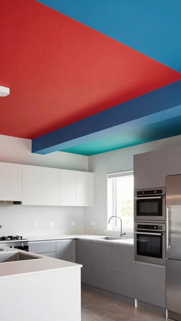 17 Kitchen False Ceiling Design Ideas: Modern Overhead Styles - 13. Color-Blocking Techniques 1
