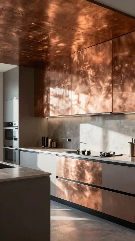 17 Kitchen False Ceiling Design Ideas: Modern Overhead Styles - 7. Metallic Accents 1